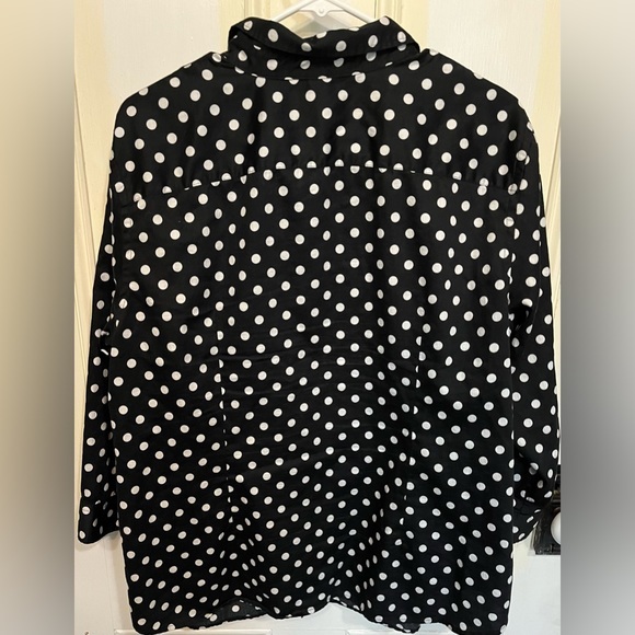 Lauren Ralph Lauren Polka Dot Long Sleeve Button Front Blouse 2X - Picture 3 of 6